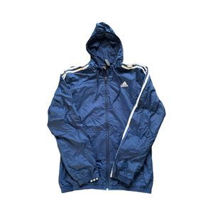 Mens Adidas Blue Lightweight Full Zip Up Windbreaker/Rain Jacket